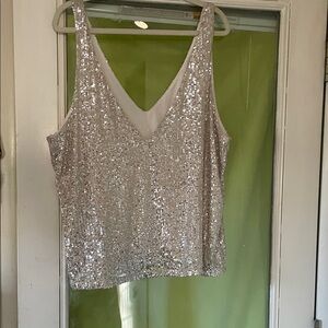 H&M Silver Sequin V-Neck Camisole